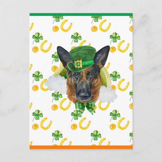German Shepherd Shamrock St. Patricks Day Feestdagenkaart (Voorkant)