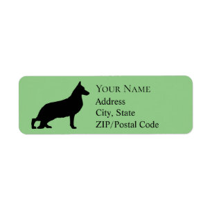 German Shepherd Silhouette Return Address Etiket