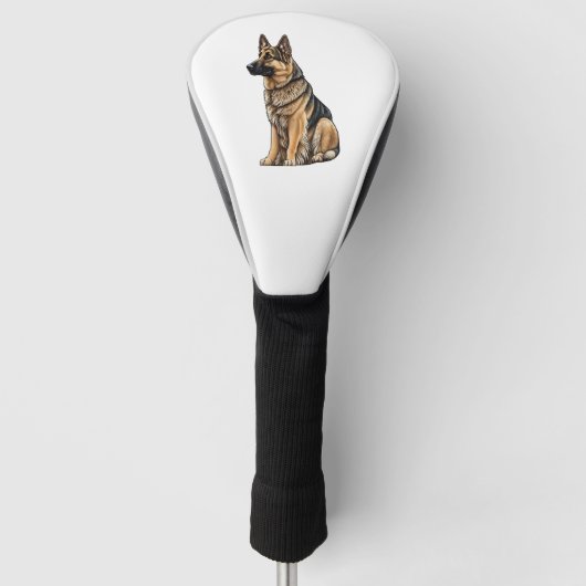 German Shepherd Sitting Golfheadcover (Voorkant)