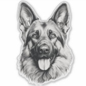 German Shepherd Sketch Portrait Sticker (Voorkant)