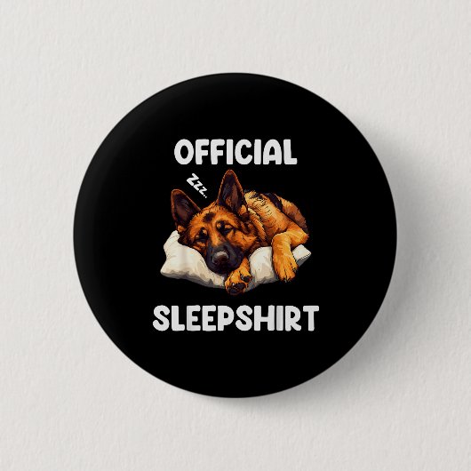German Shepherd Sleepshirt Dog Lover Pajamas Ronde Button 5,7 Cm (Voorkant)