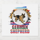 German Shepherd Sparkling Wijnetiket (Enkel label)