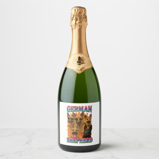 German Shepherd  Sparkling Wijnetiket (Voorkant)