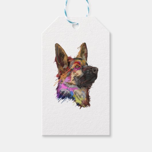German Shepherd Splash Art Cadeaulabel (Voorkant)