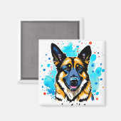 German Shepherd Splash Magneet (Voorkant / Achterkant)
