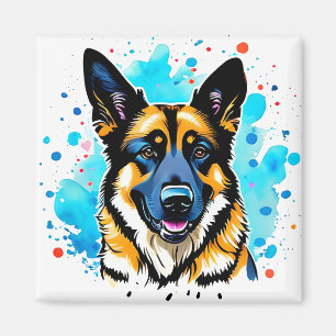 German Shepherd Splash Magneet