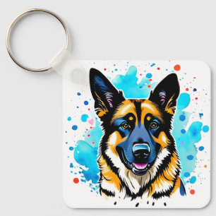German Shepherd Splash Sleutelhanger