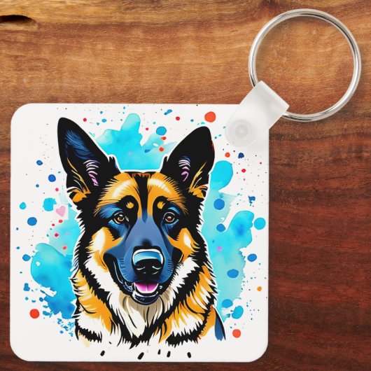 German Shepherd Splash Sleutelhanger (Achterkant)