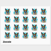German Shepherd Splash Vierkante Sticker (Vel)