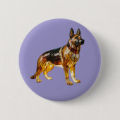 German Shepherd Stained Glass Button (Voorkant)