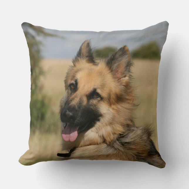 German Shepherd Sticking Tongue Kussen (Voorkant)