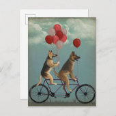 German Shepherd Tandem Briefkaart (Voorkant / Achterkant)