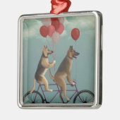 German Shepherd Tandem Metalen Ornament (Links)