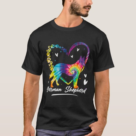German Shepherd Tie Dye Rainbow Dog T-shirt (Voorkant)