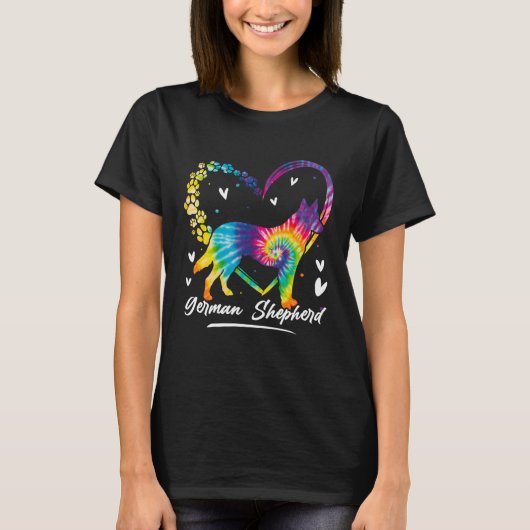 German Shepherd Tie Dye Rainbow Dog T-shirt (Voorkant)