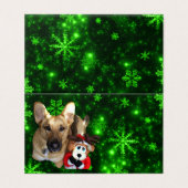 German Shepherd, Toy Reindeer, Green Snowflakes (Outside Unfolded)