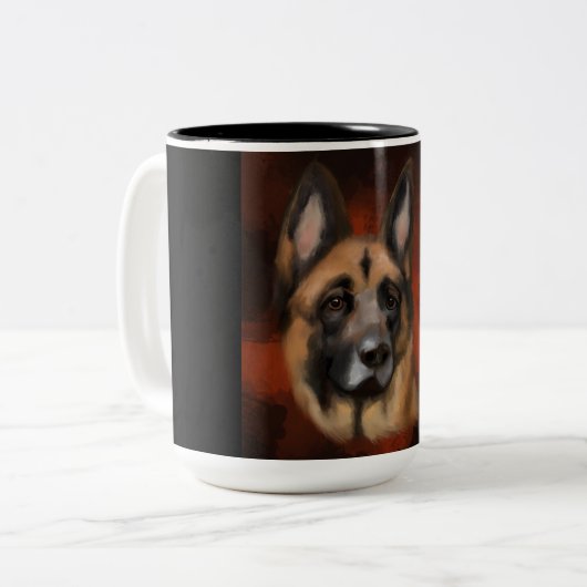 GERMAN SHEPHERD TWEEKLEURIGE KOFFIEMOK (Voorkant links)