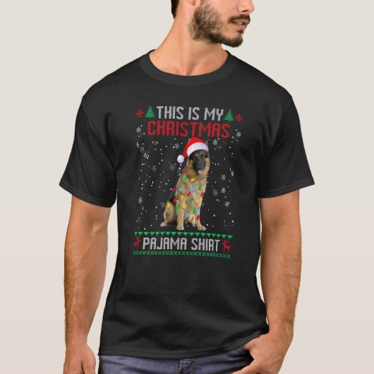 German Shepherd Ugly KerstTree Lights familie T-shirt (Voorkant)