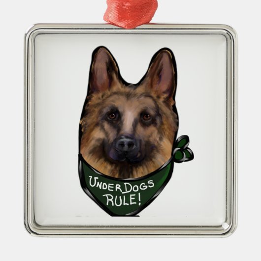 German Shepherd Underdog Metalen Ornament (Voorkant)