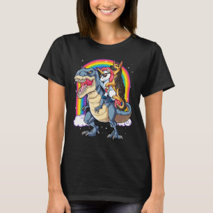 German Shepherd Unicorn Riding Dinosaur Rex Girls T-shirt