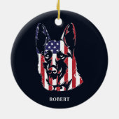 German Shepherd USA Flag Custom Keramisch Ornament (Achterkant)
