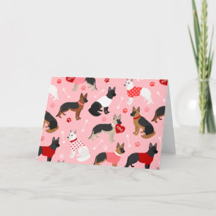 German Shepherd Valentijn Pattern Feestdagen Kaart
