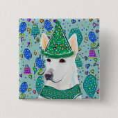 GERMAN SHEPHERD VIERKANTE BUTTON 5,1 CM (Voorkant)