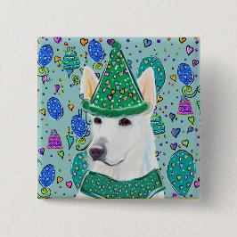 GERMAN SHEPHERD VIERKANTE BUTTON 5,1 CM