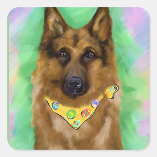 GERMAN SHEPHERD VIERKANTE STICKER (Voorkant)