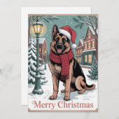 German Shepherd vintage Christmas Feestdagenkaart (Voorkant / Achterkant)