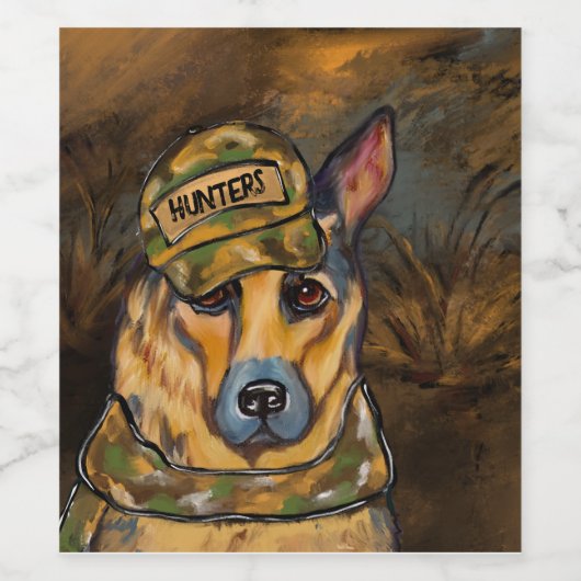 German Shepherd Wijn Etiket (Enkel label)