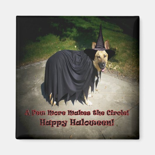 German Shepherd Witch Dog Magneet (Voorkant)