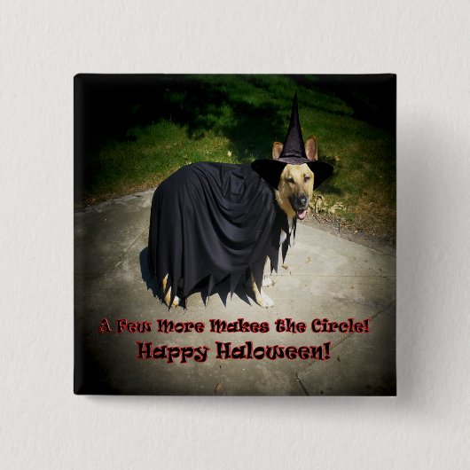 German Shepherd Witch Dog Vierkante Button 5,1 Cm (Voorkant)