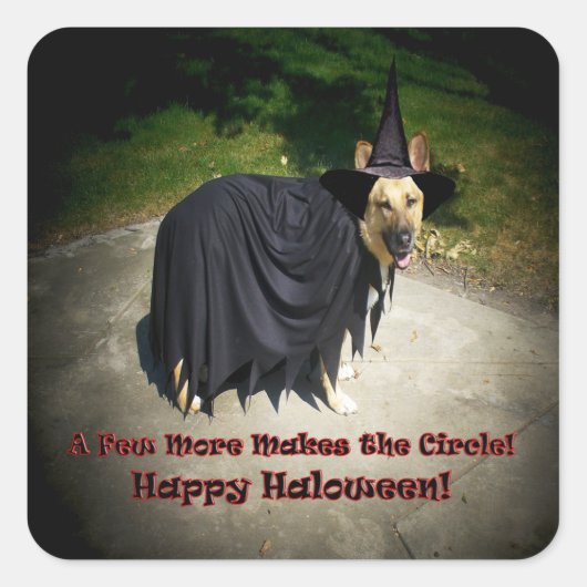 German Shepherd Witch Dog Vierkante Sticker (Voorkant)