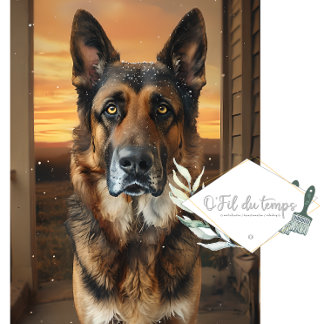 German Sheppard on a porch - Decoupage Paper Tissuepapier