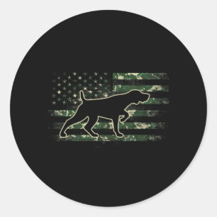 German Shorthaired Pointer Camo Amerikaanse Vlag U Ronde Sticker