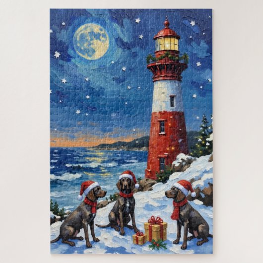 German Shorthaired Pointer Christmas Lighthouse Legpuzzel (Verticaal)