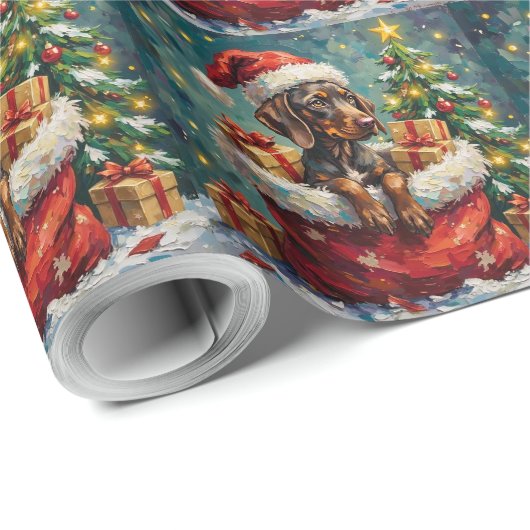 German Shorthaired Pointer Christmas Santa Bag Cadeaupapier (Rol Hoek)