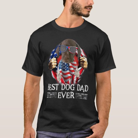 German Shorthaired Pointer Dad American Flag 4th O T-shirt (Voorkant)