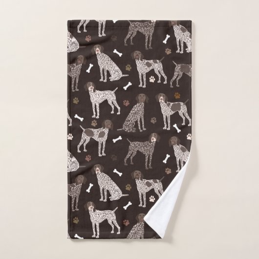 German Shorthaired Pointer Dog Bone and Paw Print (Serviette à main)