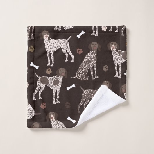 German Shorthaired Pointer Dog Bone and Paw Print (Gant de toilette)