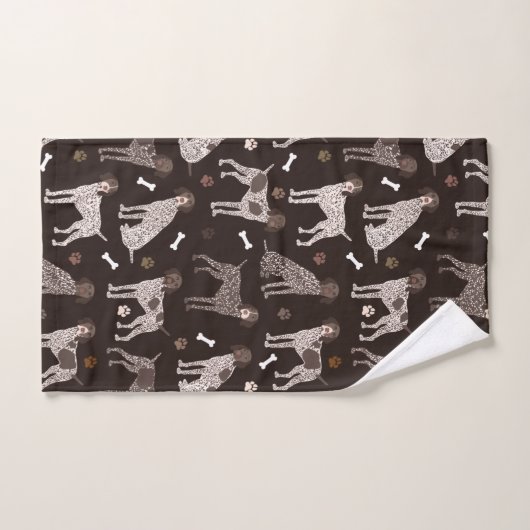 German Shorthaired Pointer Dog Bone and Paw Print (Serviette à main)