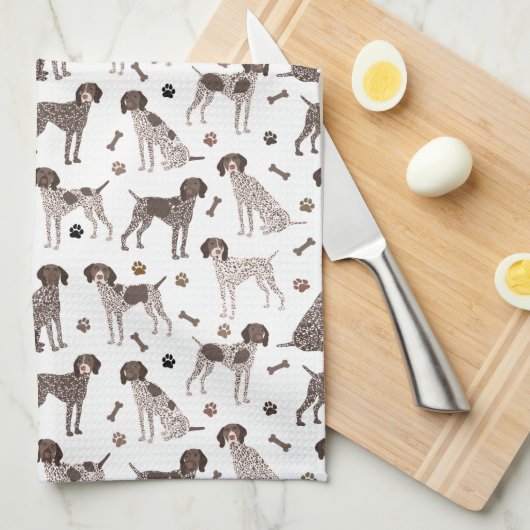 German Shorthaired Pointer Dog Bone and Paw Print  Theedoek (Quarter Fold)