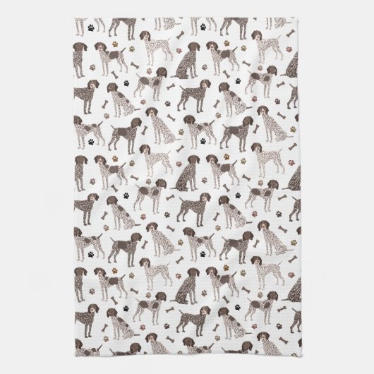 German Shorthaired Pointer Dog Bone and Paw Print  Theedoek (Verticaal)
