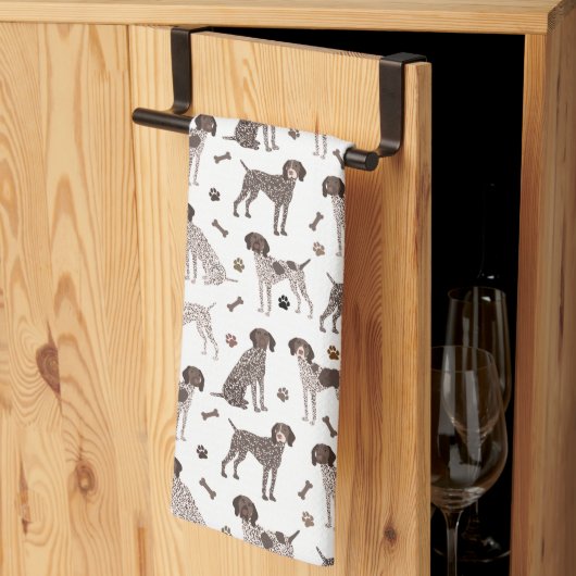 German Shorthaired Pointer Dog Bone and Paw Print  Theedoek (Derde Gevouwen)