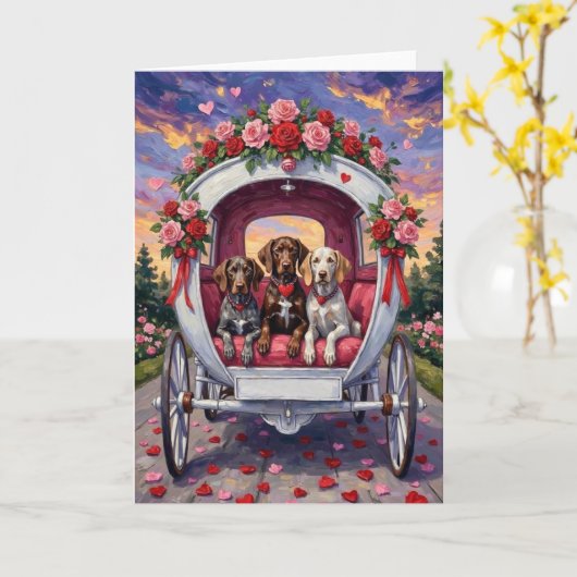 German Shorthaired Pointer  Dog Valentine's Day  Kaart (Gele Bloem)