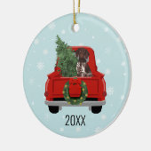 German Shorthaired Pointer-kerstrood Truck Keramisch Ornament (Links)