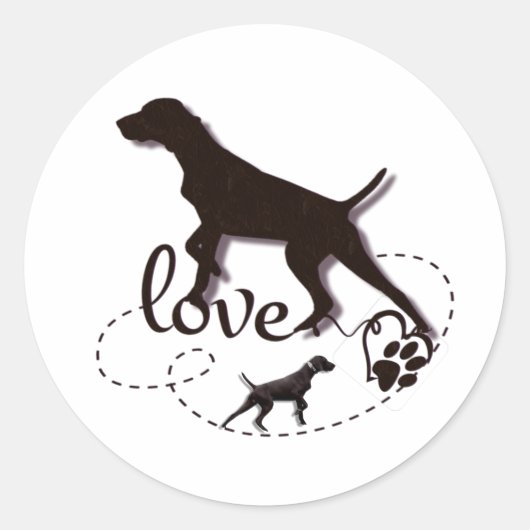 German Shorthaired Pointer,kurzhaar, Tapestry Post Ronde Sticker (Voorkant)