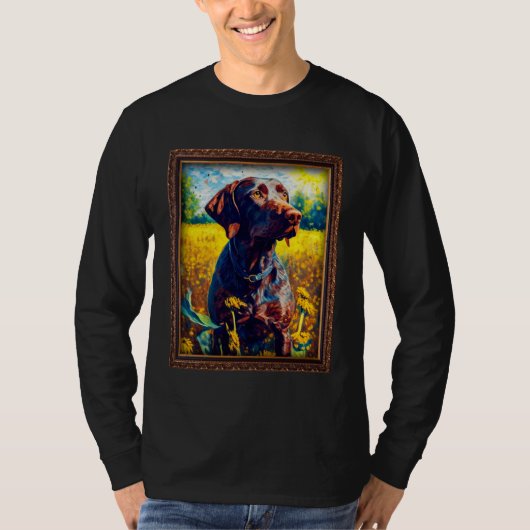 German Shorthaired Pointer Painting Sunflower Flow T-shirt (Voorkant)
