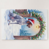 German Shorthaired Pointer Snowy Gate Santa Hat Legpuzzel (Horizontaal)